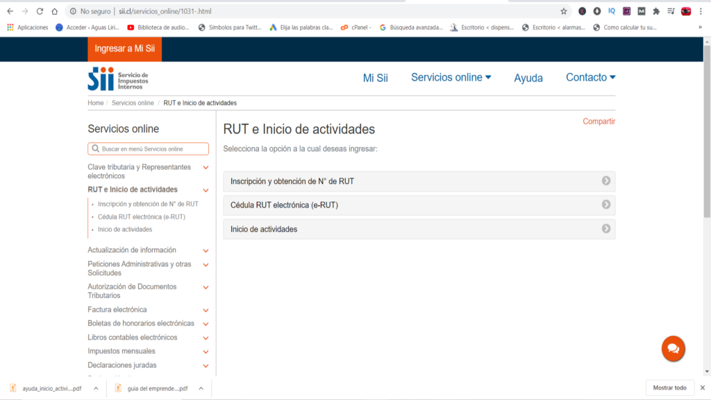 segundo paso para inicio de actividades