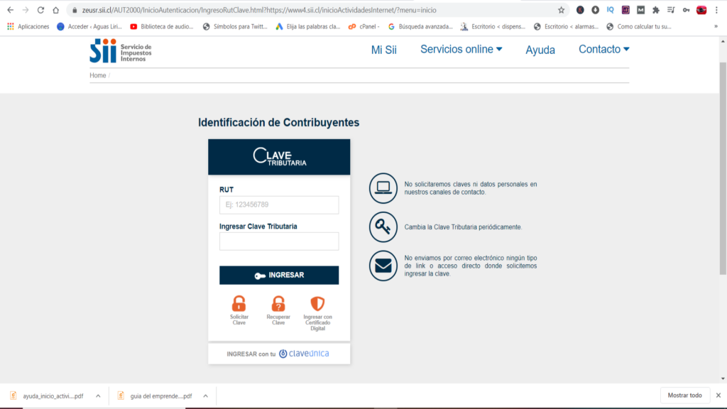 ingresa al sitio sii con tu clave