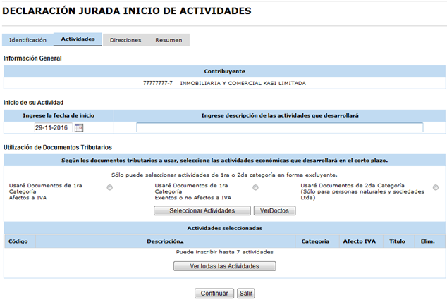 iniciacion de actividades por internet